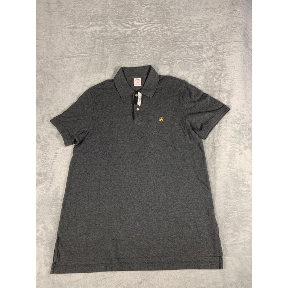 Brooks Brothers Original Fit Mens L Gray Polo Shirt NWT Short Sleeve Embroidered